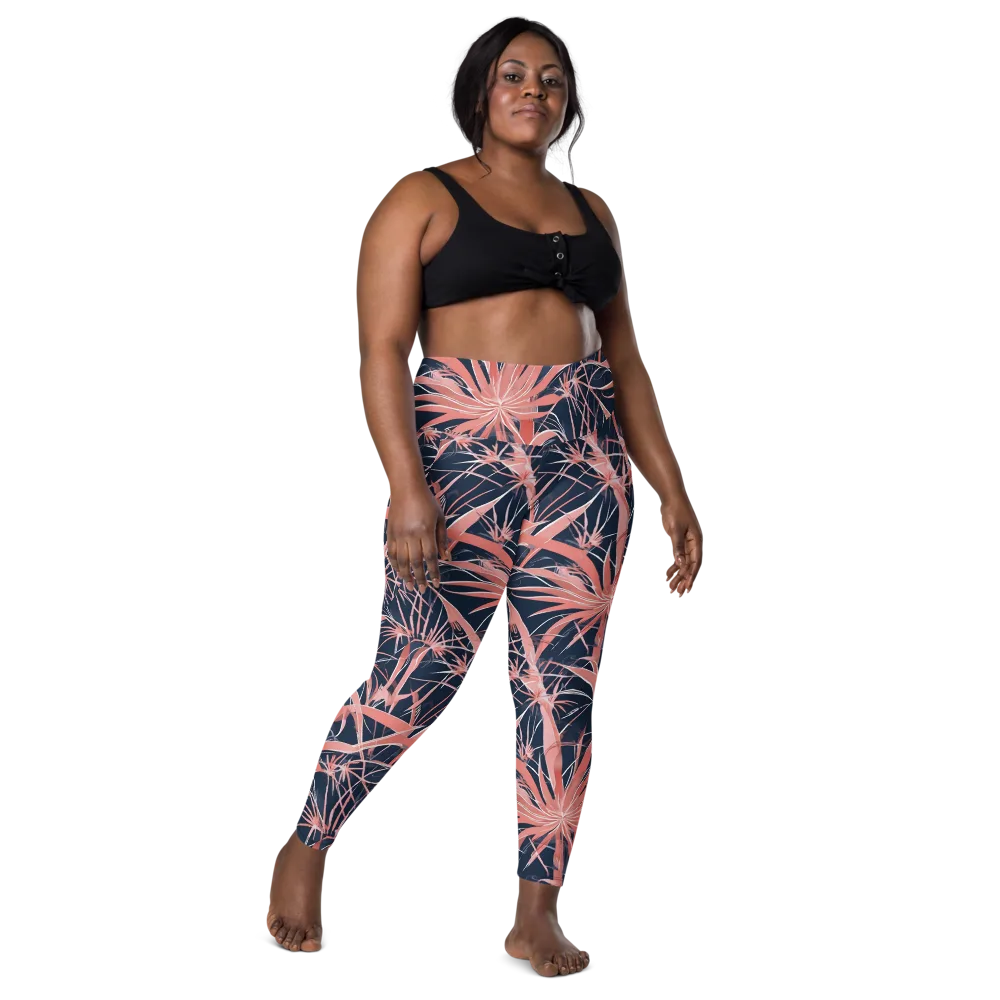 Coral Bloom Voltage on Leggings with Pockets — Front