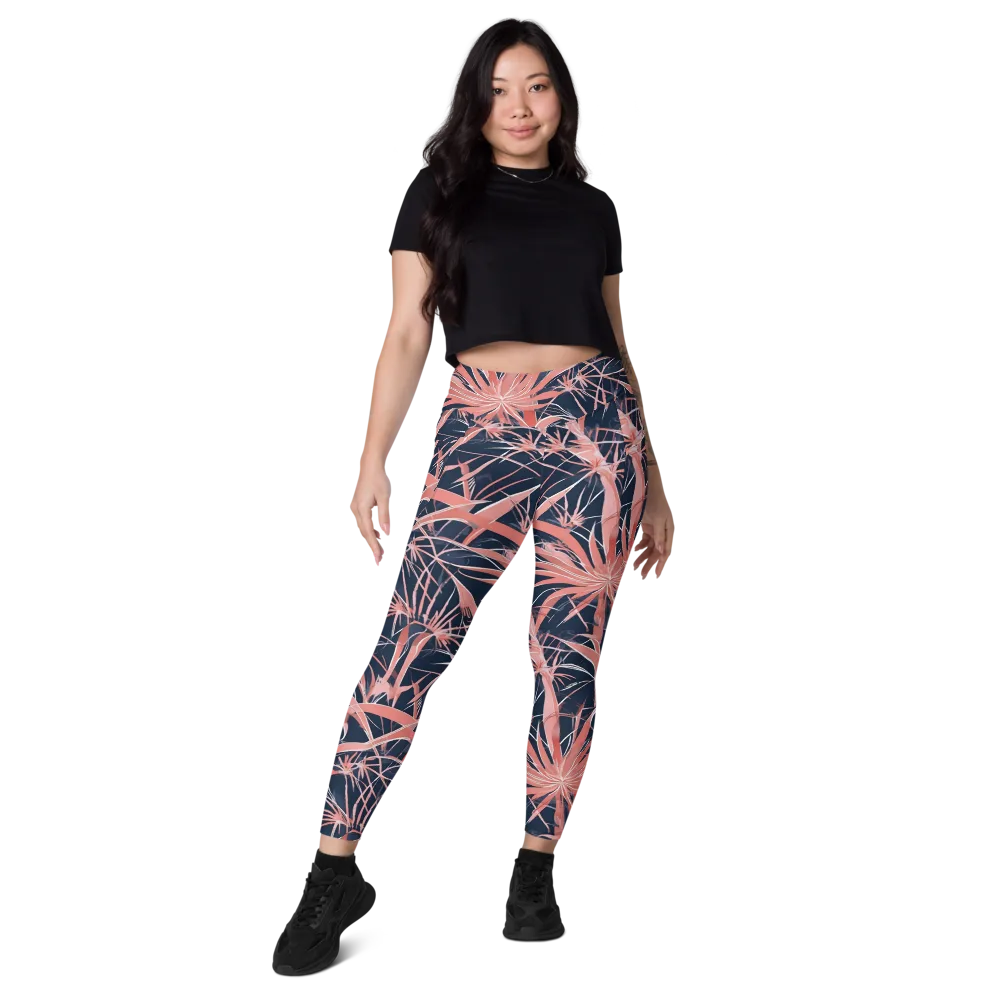 Coral Bloom Voltage on Leggings with Pockets — Front