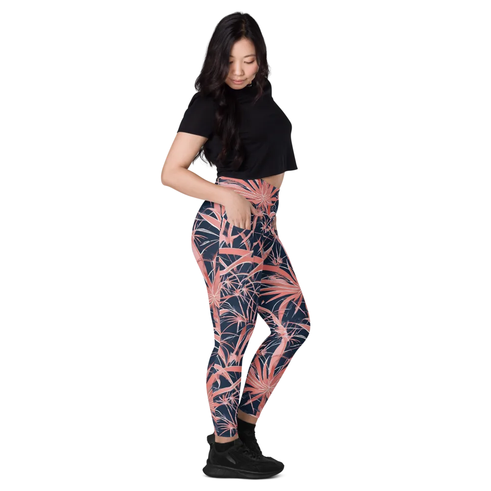Coral Bloom Voltage on Leggings with Pockets — Right