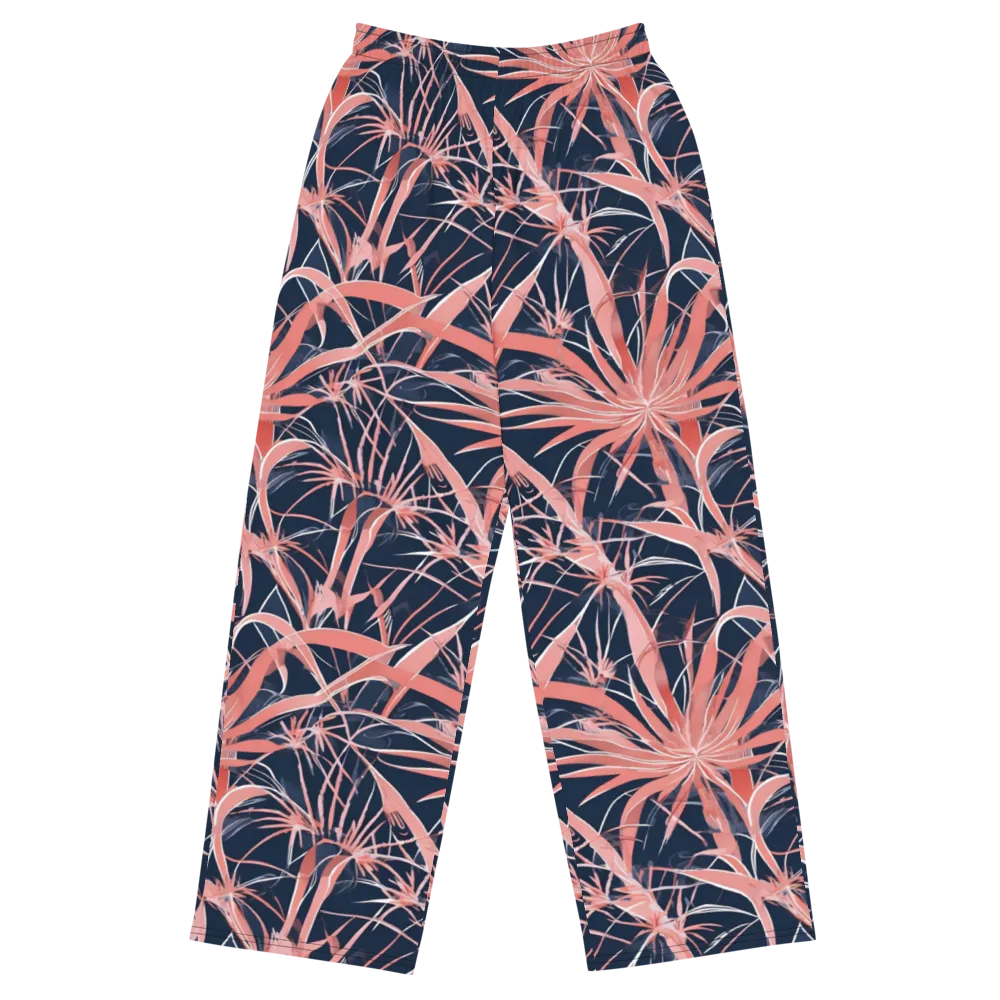 Coral Bloom Voltage on Wide-Leg Pants — Front