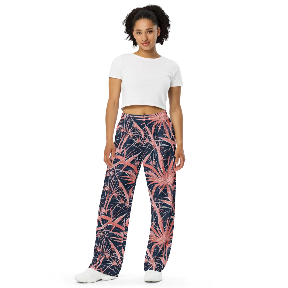 Coral Bloom Voltage on Wide-Leg Pants — Front