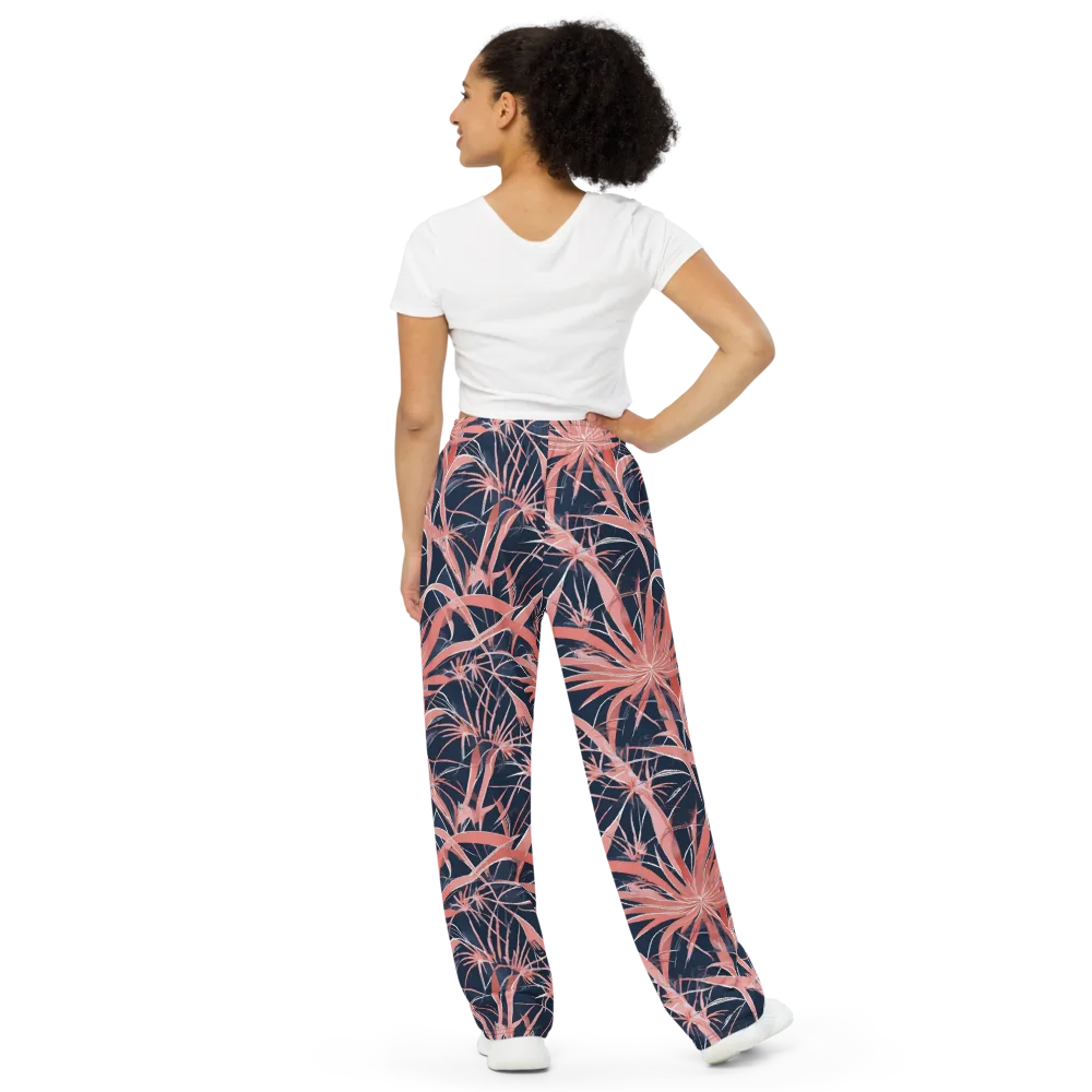 Coral Bloom Voltage on Wide-Leg Pants — Back