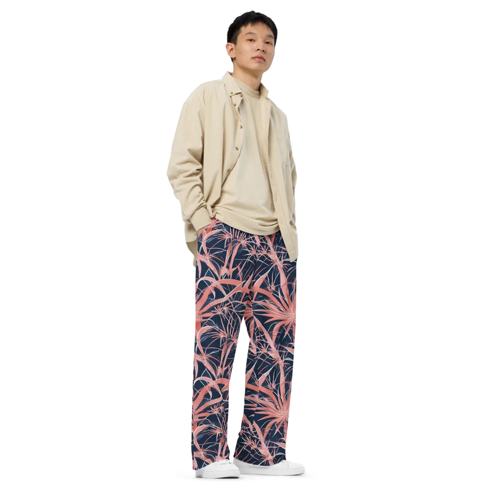 Coral Bloom Voltage on Wide-Leg Pants — Right Front