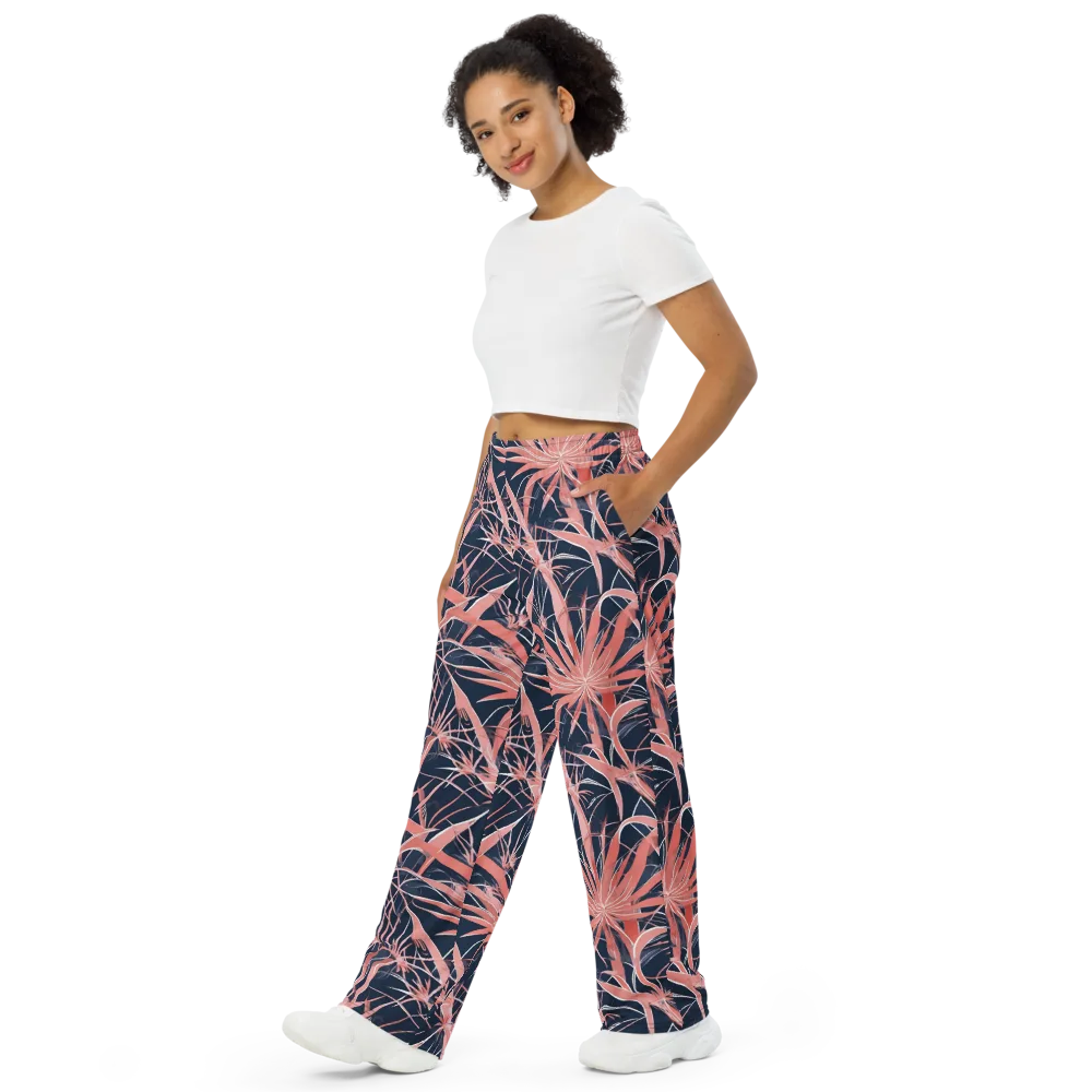 Coral Bloom Voltage on Wide-Leg Pants — Left Front