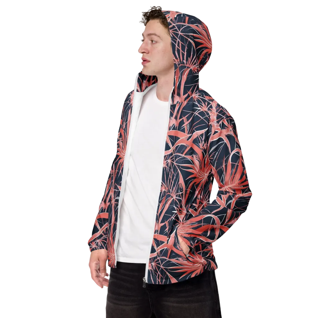 Coral Bloom Voltage on Men's Windbreaker — Left Front