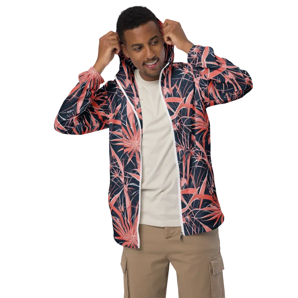 Coral Bloom Voltage on Men's Windbreaker — Front