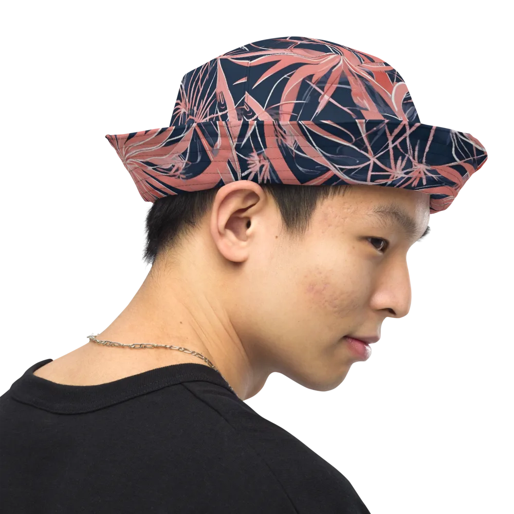 Coral Bloom Voltage on Reversible Bucket Hat — Right Outside