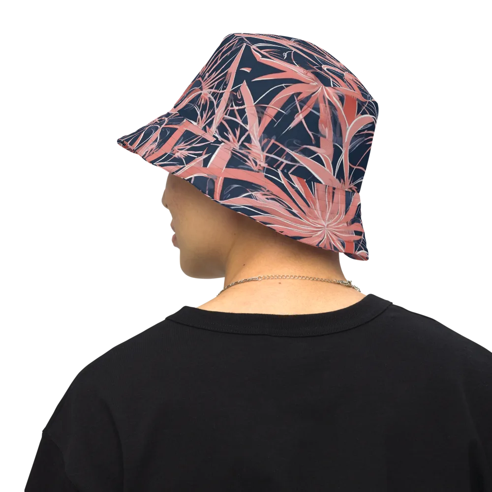 Coral Bloom Voltage on Reversible Bucket Hat — Back Inside