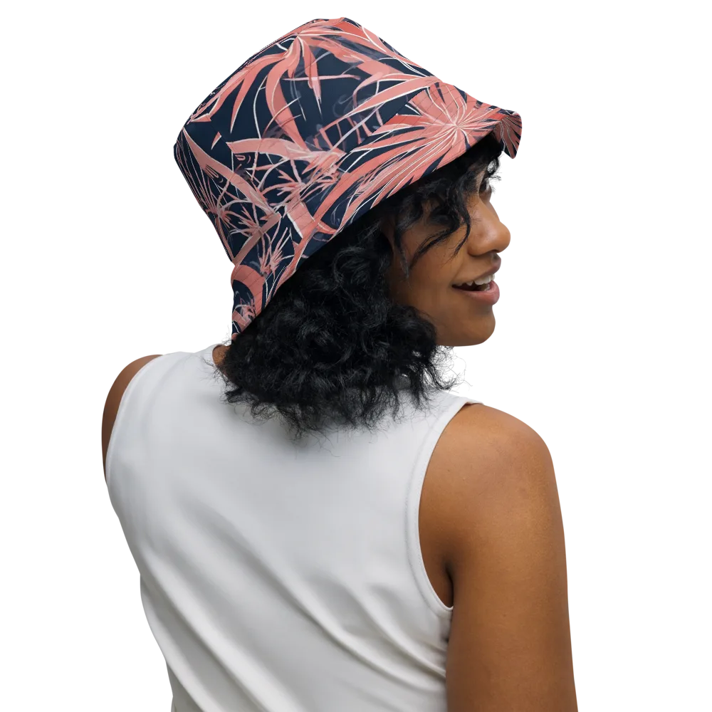 Coral Bloom Voltage on Reversible Bucket Hat — Right Outside