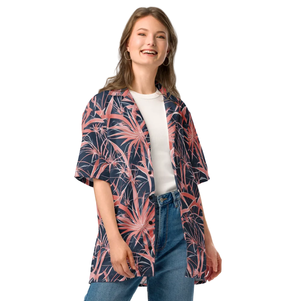 Coral Bloom Voltage on Button Shirt — Front