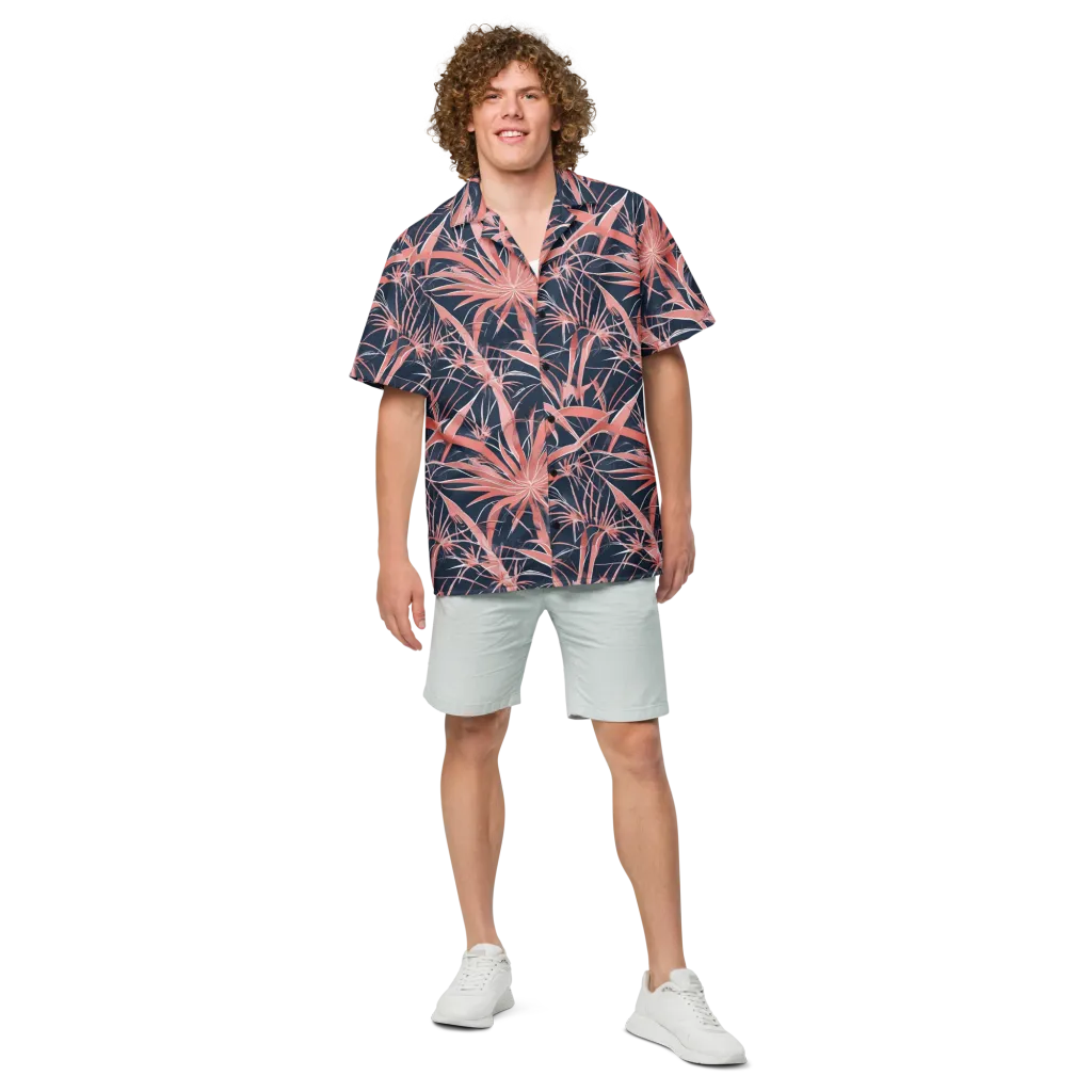 Coral Bloom Voltage on Button Shirt — Front