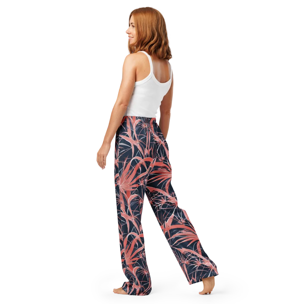Coral Bloom Voltage on Women's Pajama Pants — Back