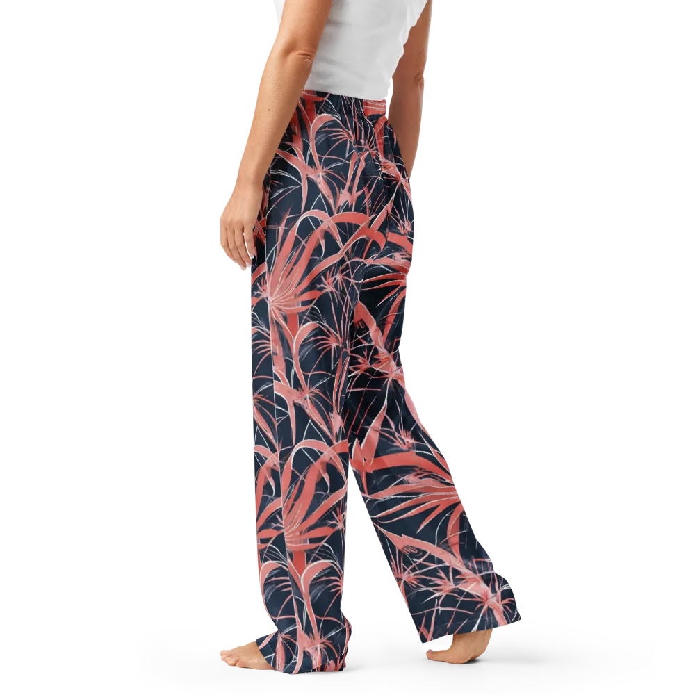 Coral Bloom Voltage on Women's Pajama Pants — Left