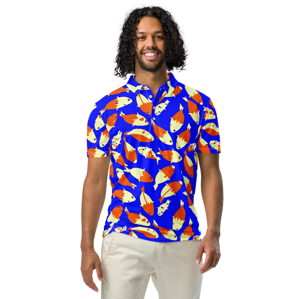Koi Voltage on Men's Slim Fit Polo Shirt — Front