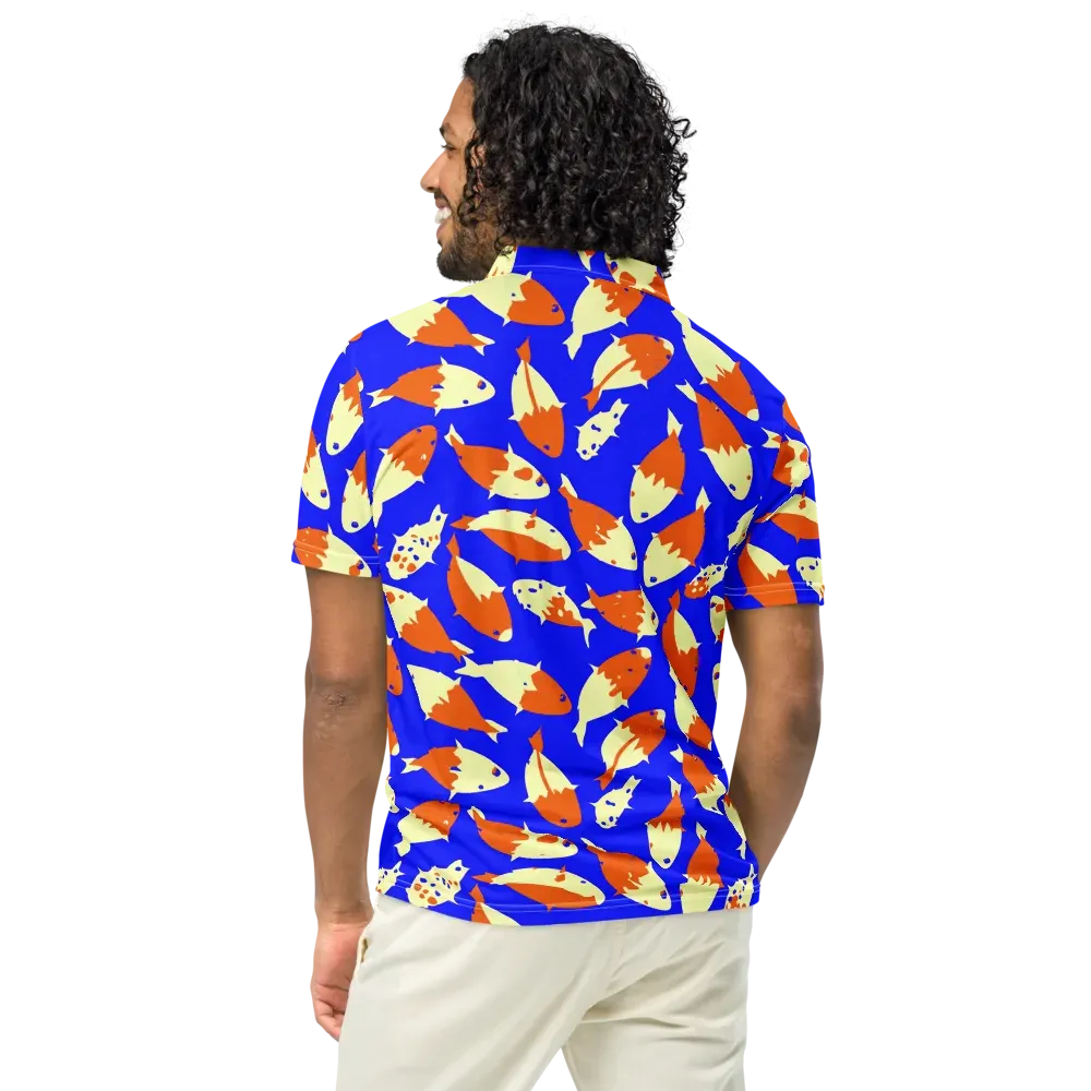 Koi Voltage on Men's Slim Fit Polo Shirt — Back