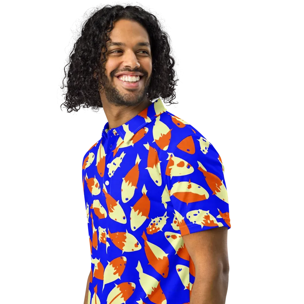 Koi Voltage on Men's Slim Fit Polo Shirt — Left Front