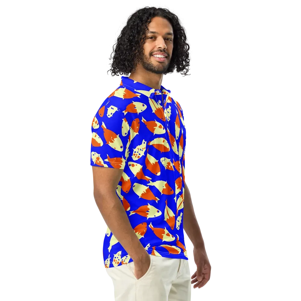 Koi Voltage on Men's Slim Fit Polo Shirt — Right Front