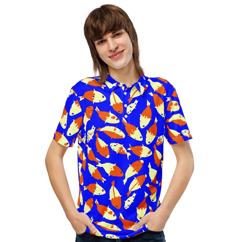 Koi Voltage on Men's Slim Fit Polo Shirt — Front