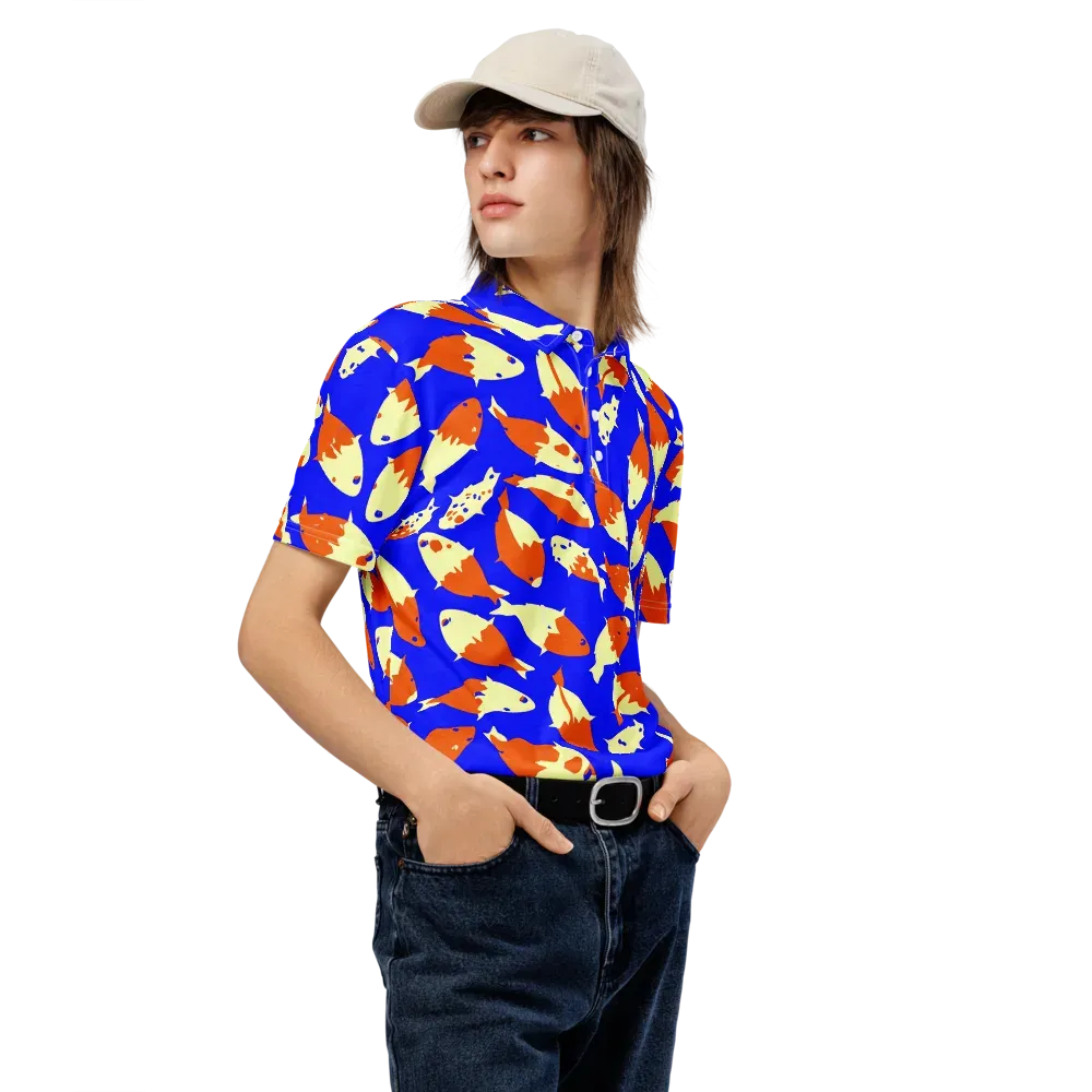 Koi Voltage on Men's Slim Fit Polo Shirt — Right Front