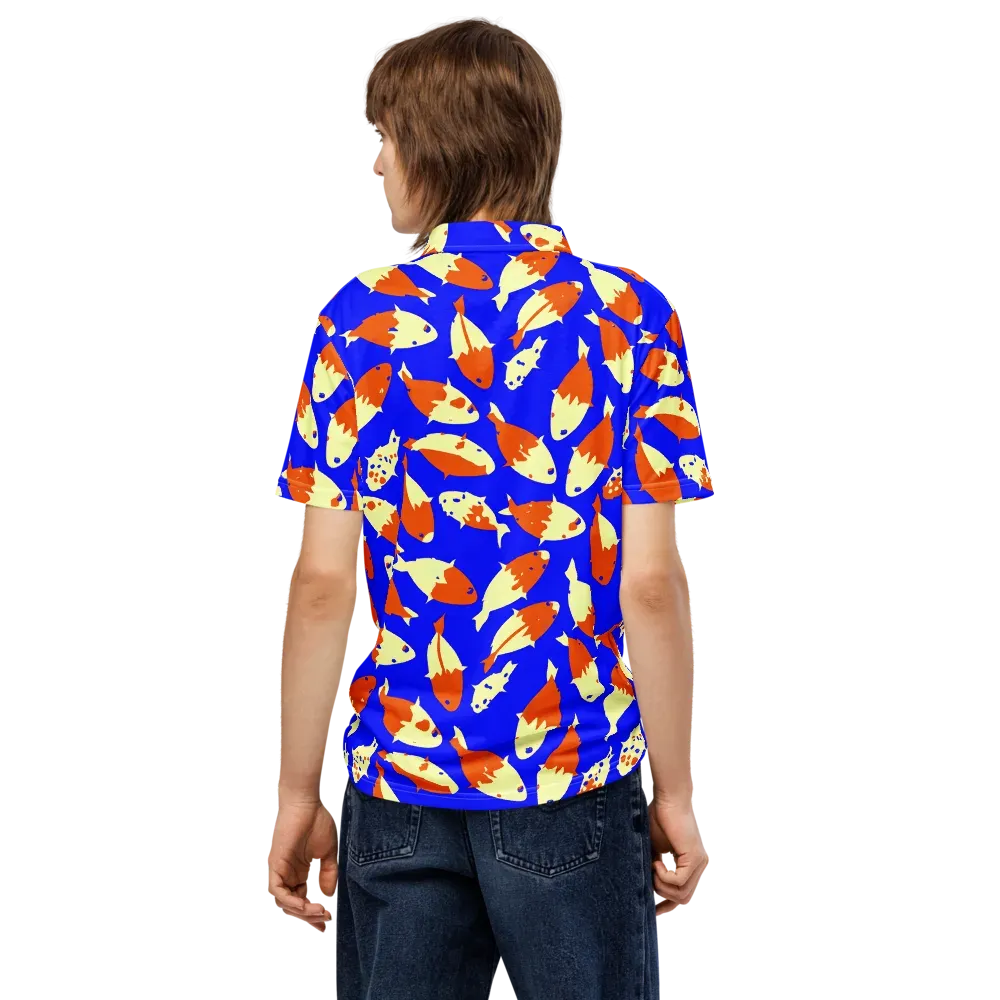 Koi Voltage on Men's Slim Fit Polo Shirt — Back