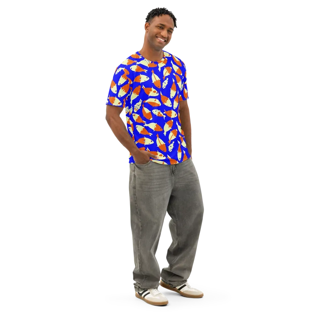 Koi Voltage on Men's Cotton Crew Neck T-Shirt — Right Front