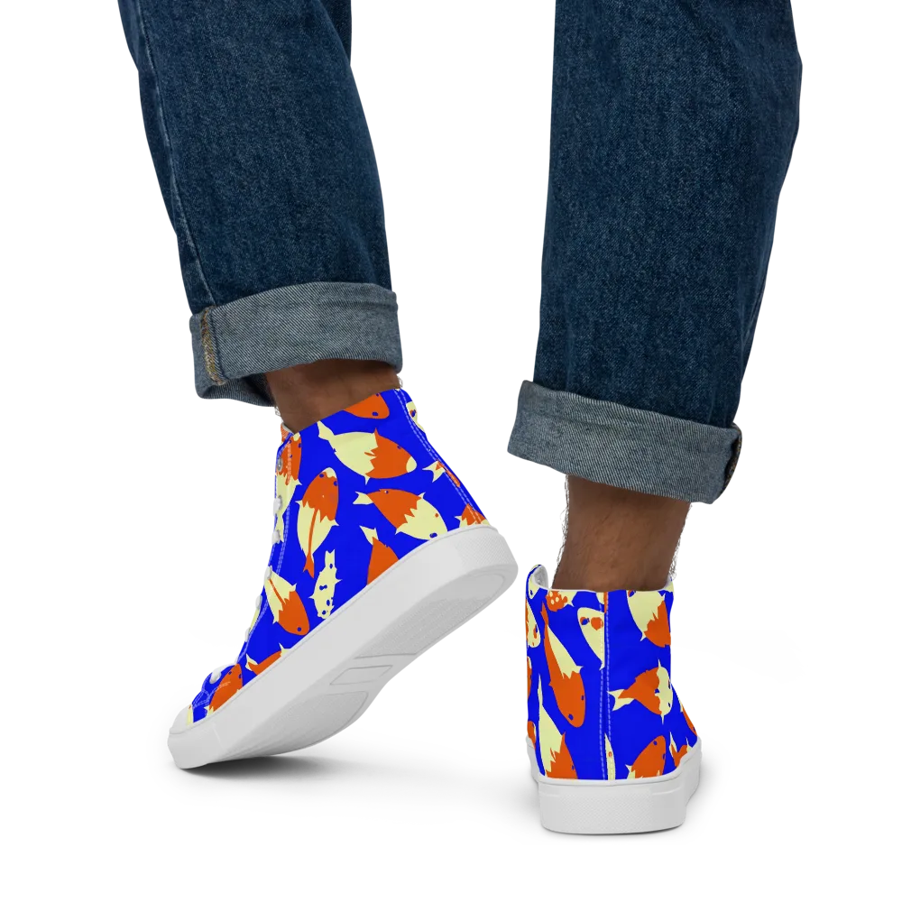 Koi Voltage on Men's High Top Canvas Shoes — Back