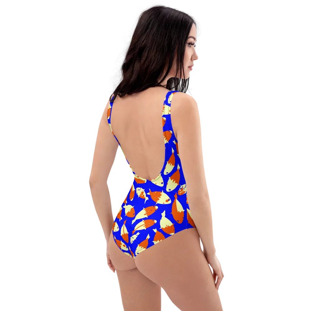 Koi Voltage on One-Piece Swimsuit — Right Back