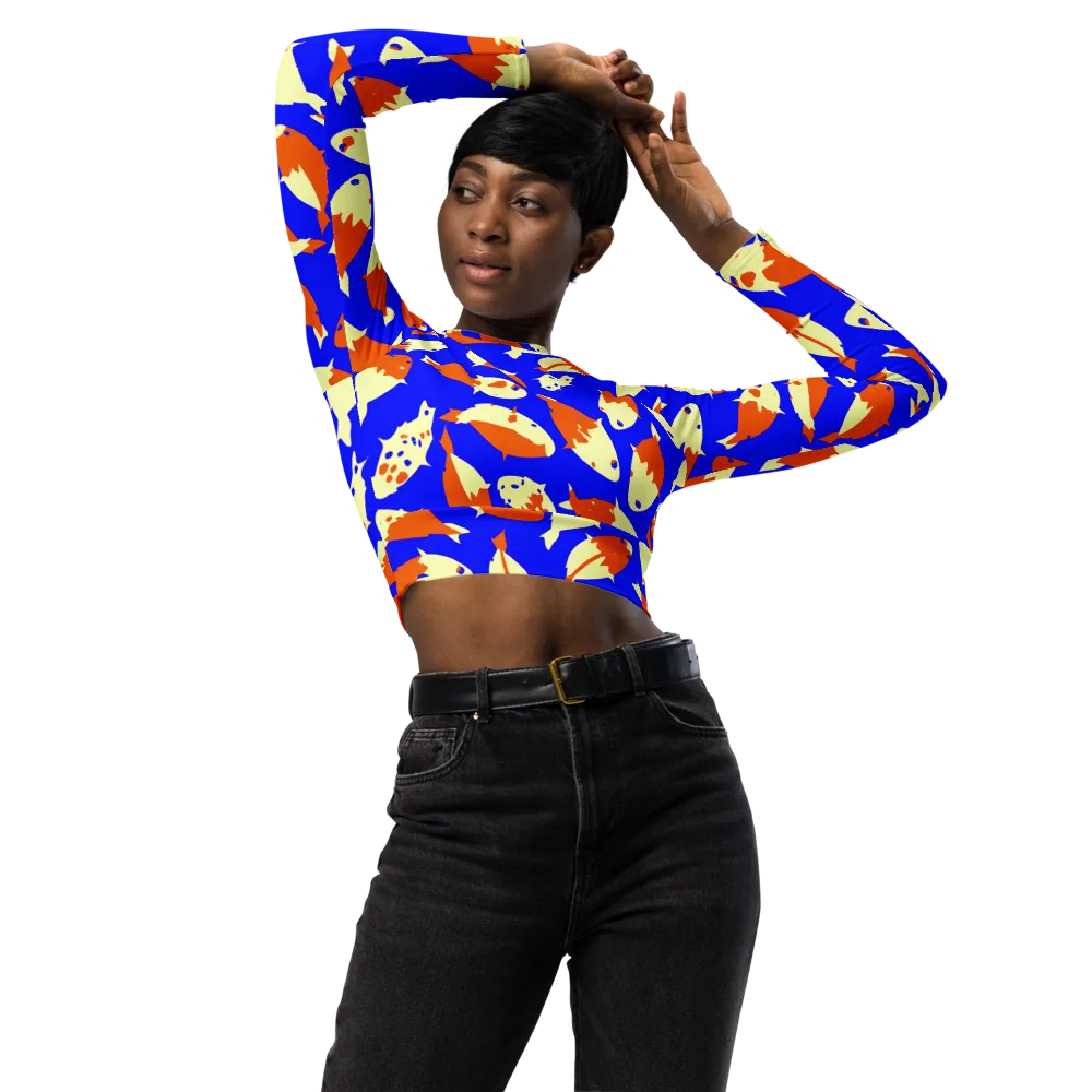 Koi Voltage on Long Sleeve Crop Top — Front