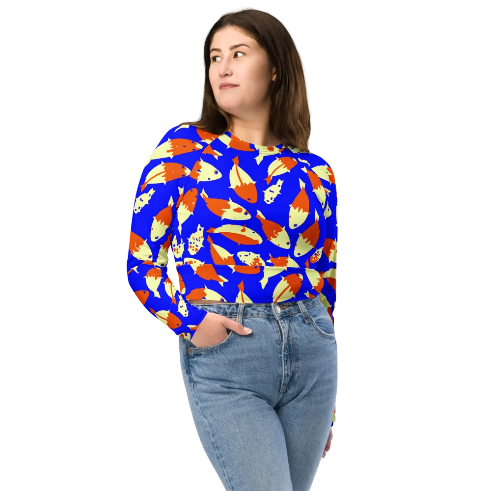 Koi Voltage on Long Sleeve Crop Top — Front