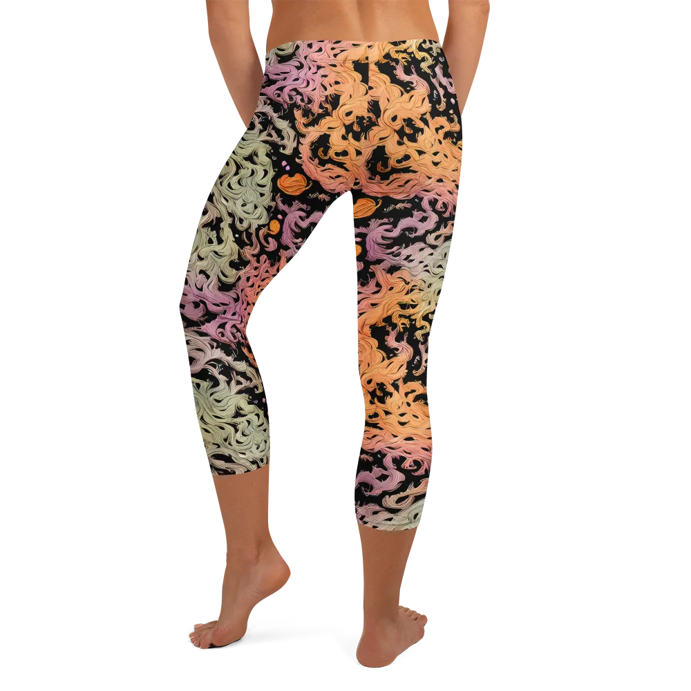 Flame Garden on Capri Leggings — Back