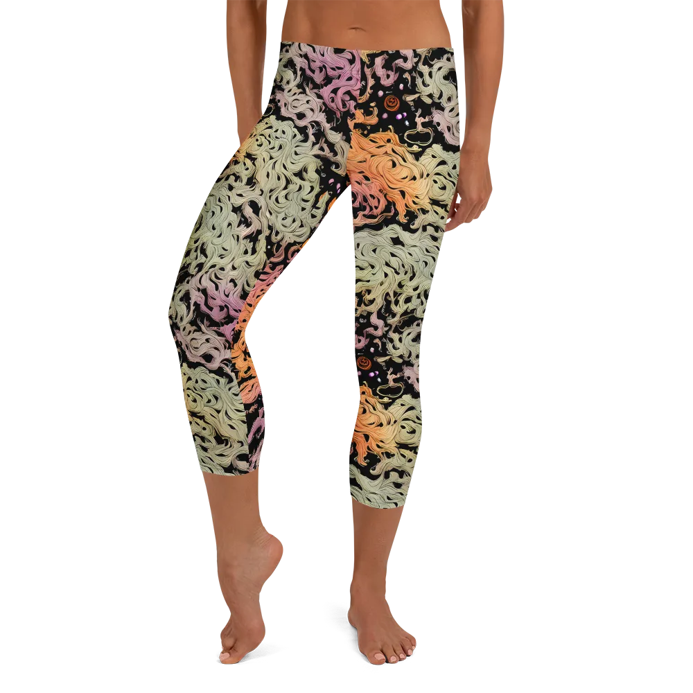 Flame Garden on Capri Leggings — Front