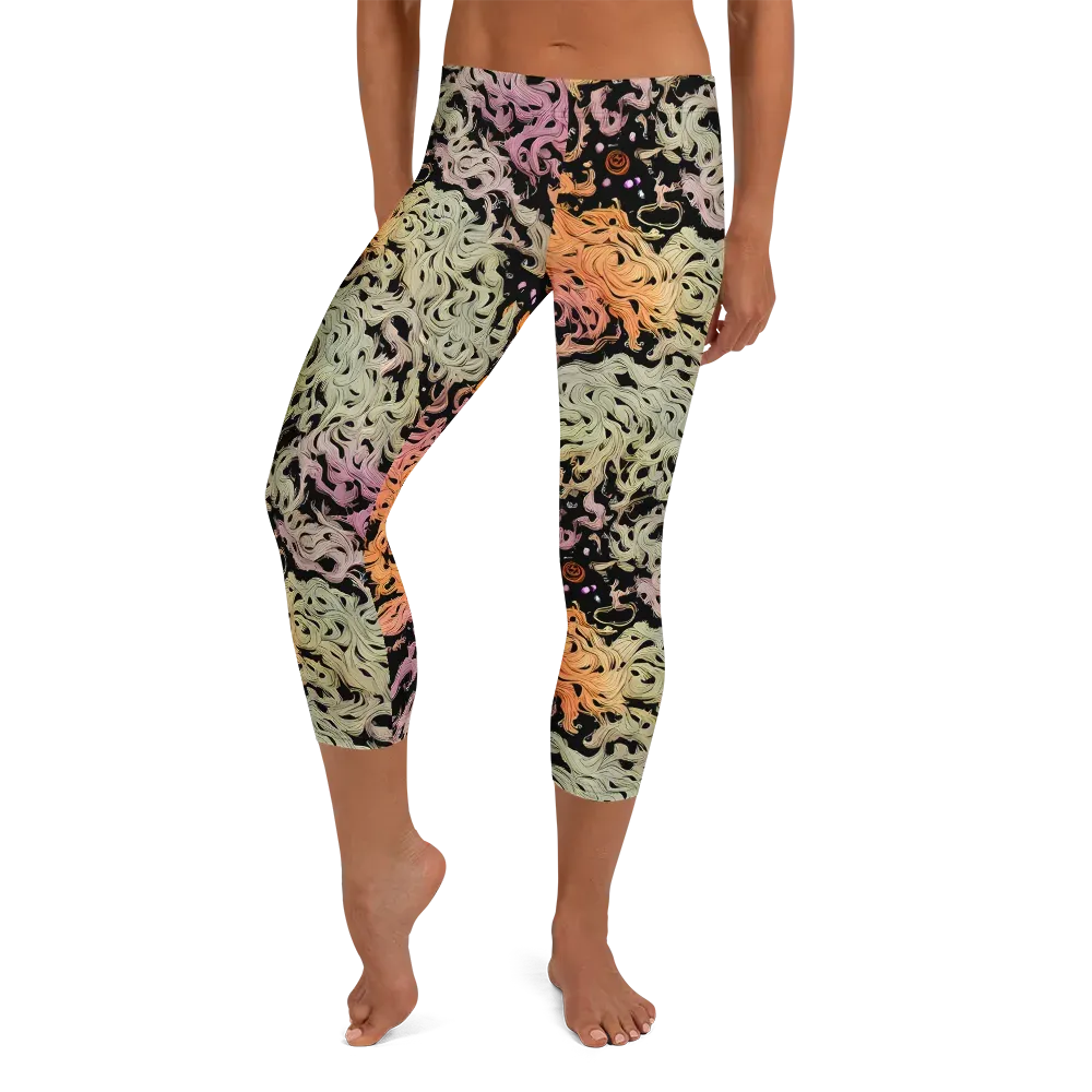 Flame Garden on Capri Leggings — Front
