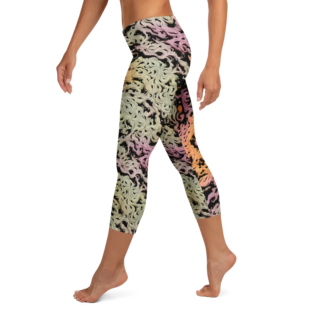 Flame Garden on Capri Leggings — Left