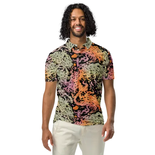 Flame Garden on a Men's Slim Fit Polo Shirt