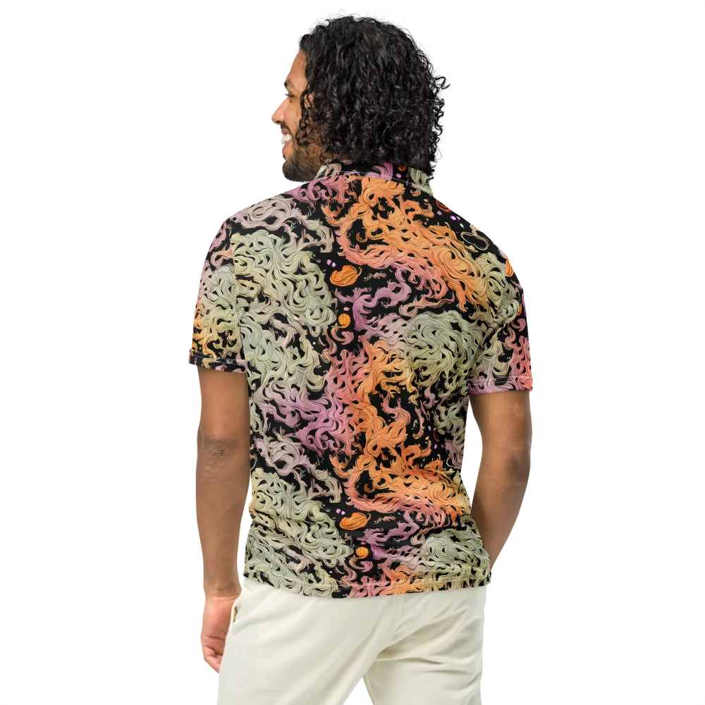 Flame Garden on Men's Slim Fit Polo Shirt — Back