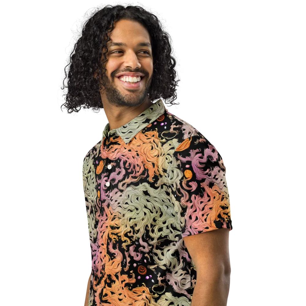 Flame Garden on Men's Slim Fit Polo Shirt — Left Front