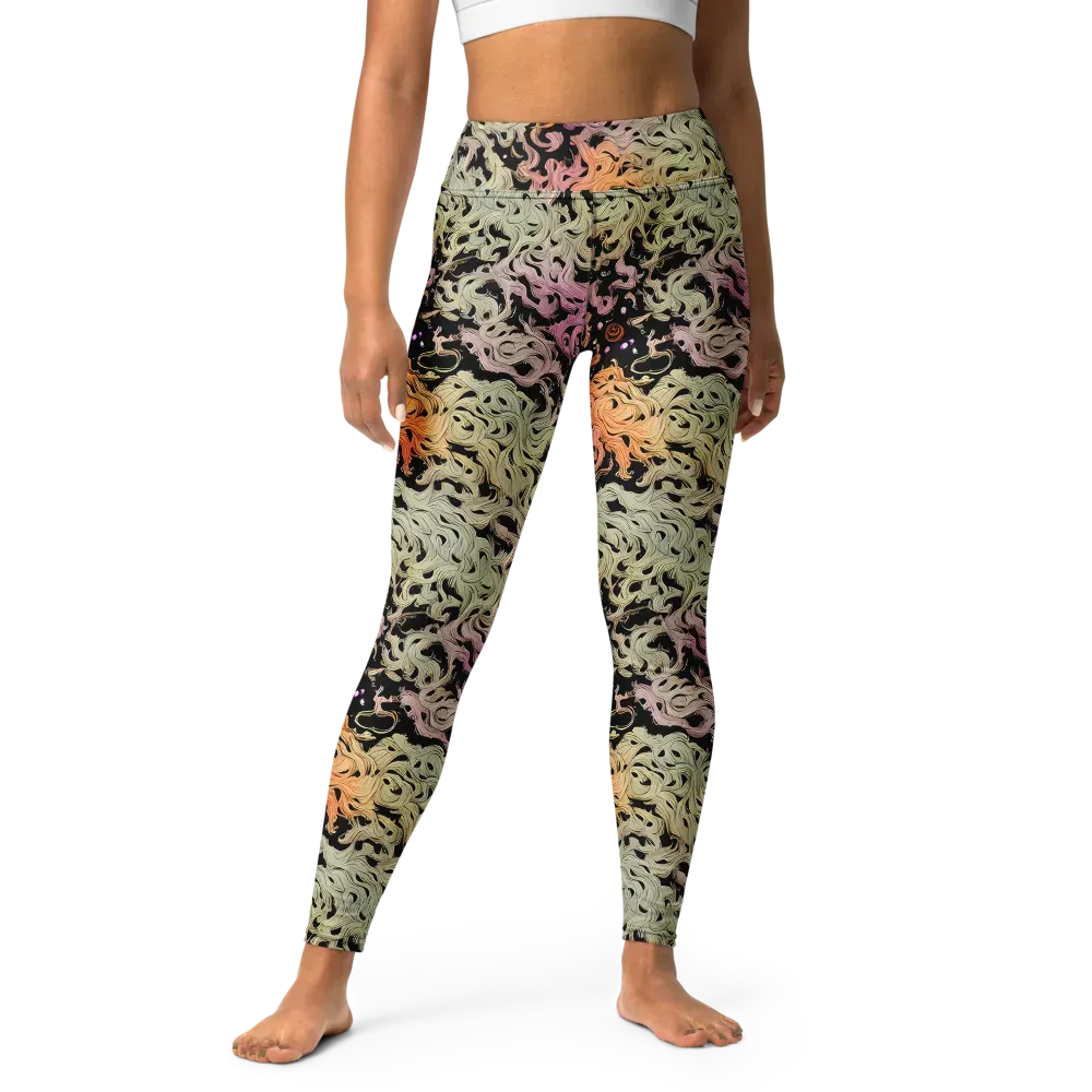 Flame Garden on Yoga Leggings — Front