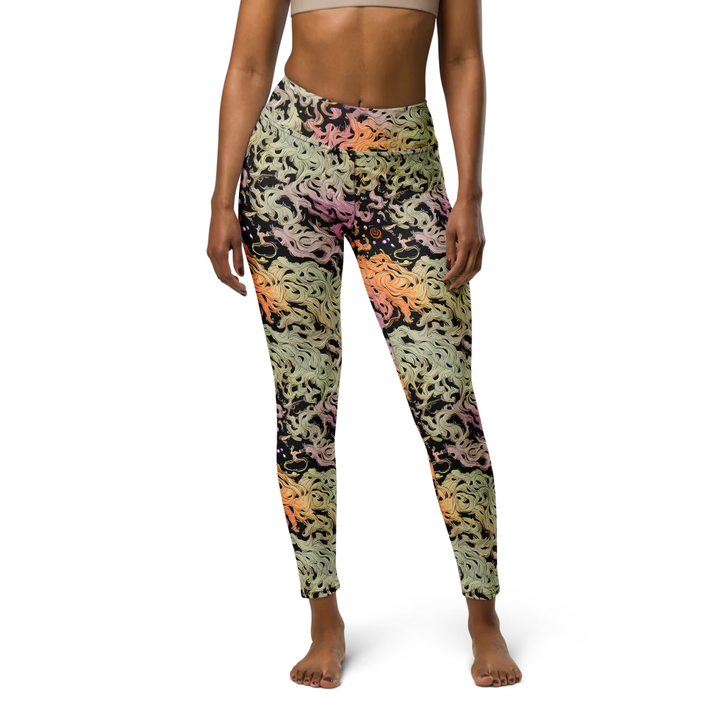 Flame Garden on Yoga Leggings — Front