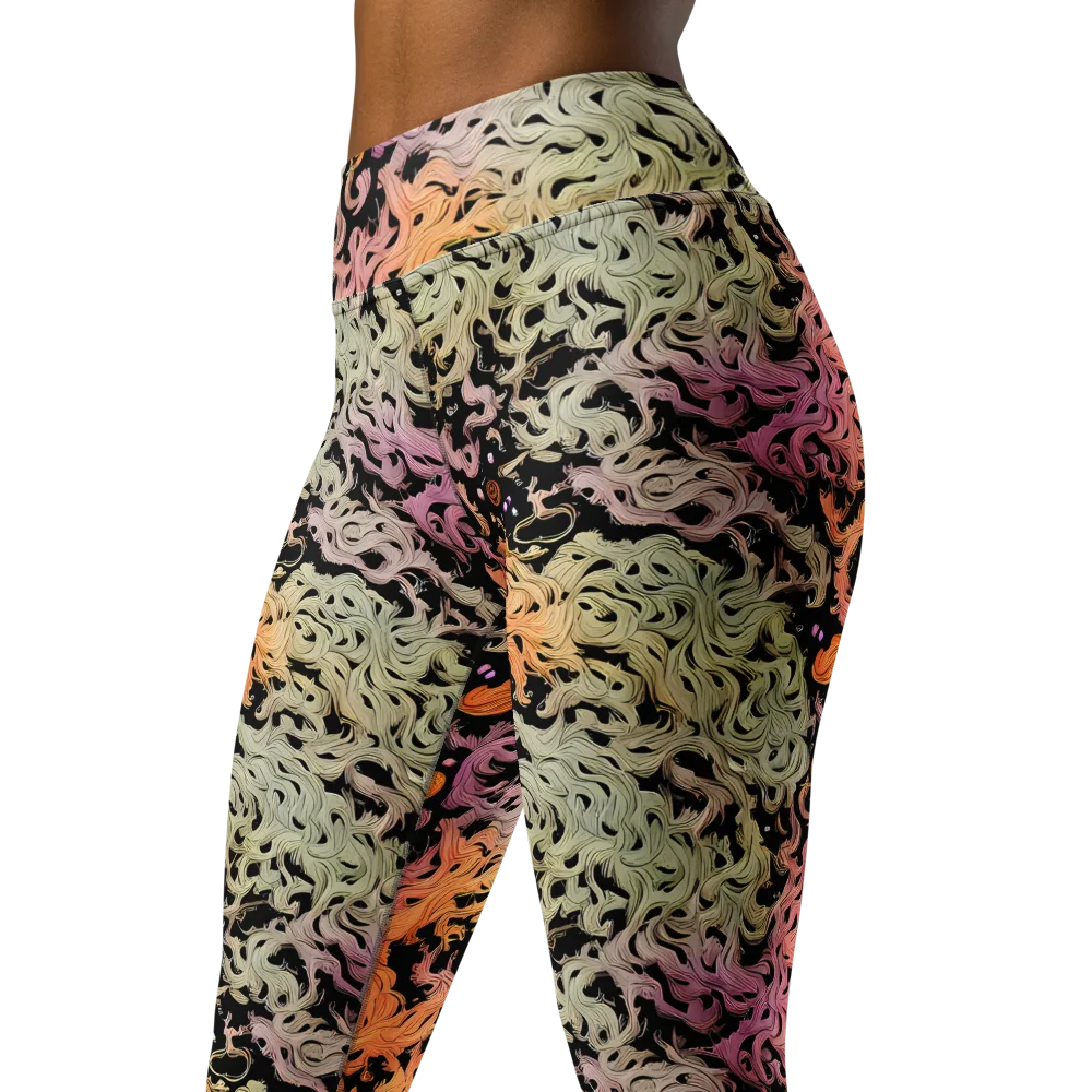 Flame Garden on Yoga Leggings — Left Front