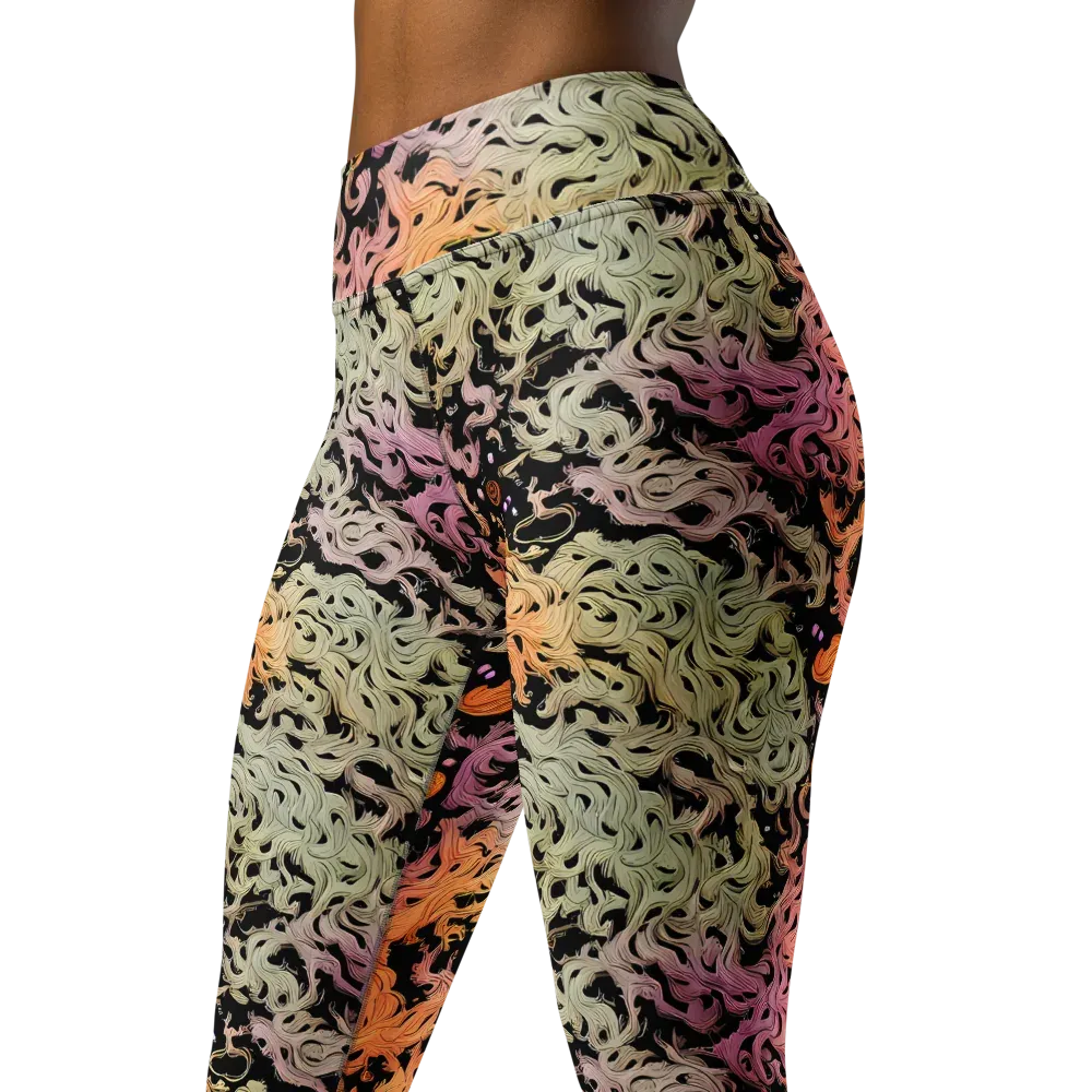 Flame Garden on Yoga Leggings — Left Front