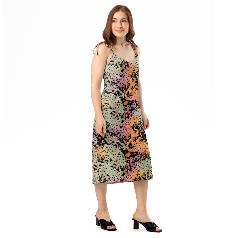 Flame Garden on Slip Dress — Right Front