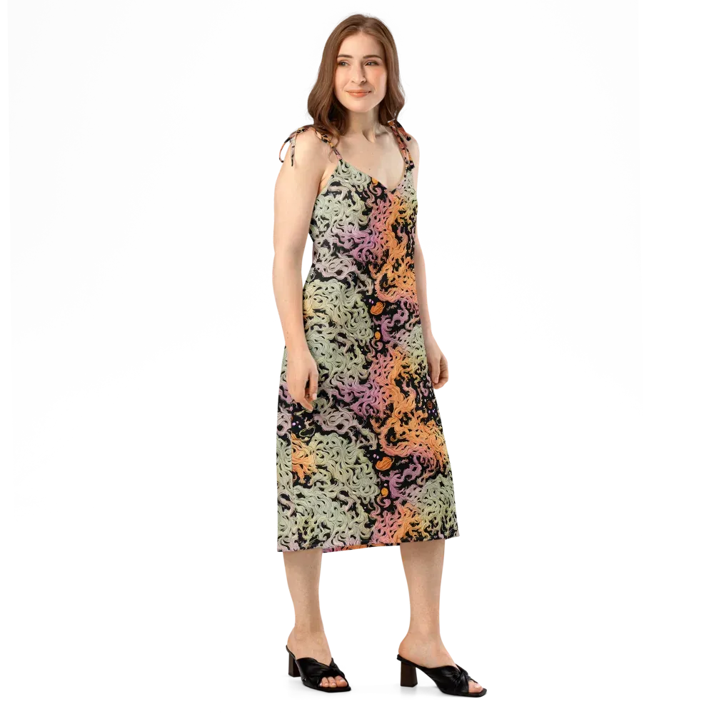 Flame Garden on Slip Dress — Right Front