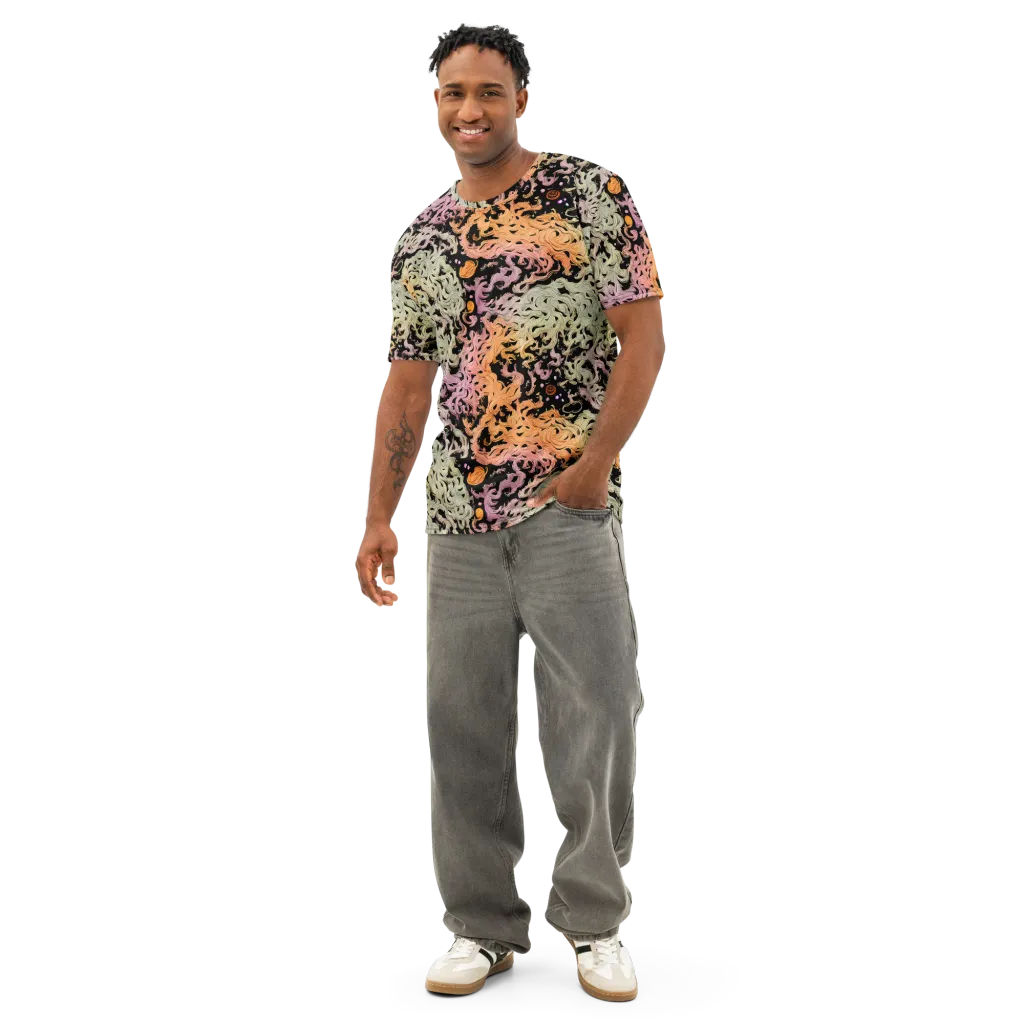 Flame Garden on Men's Cotton Crew Neck T-Shirt — Front