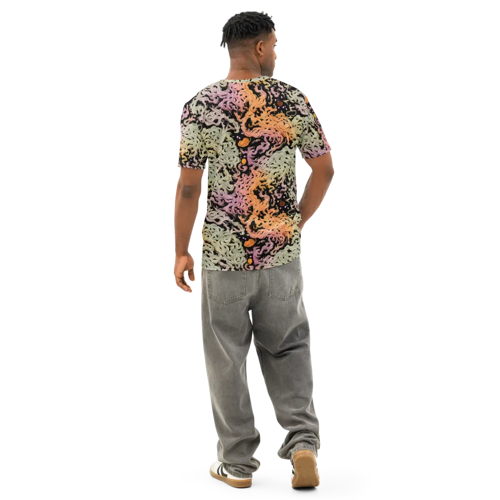 Flame Garden on Men's Cotton Crew Neck T-Shirt — Back