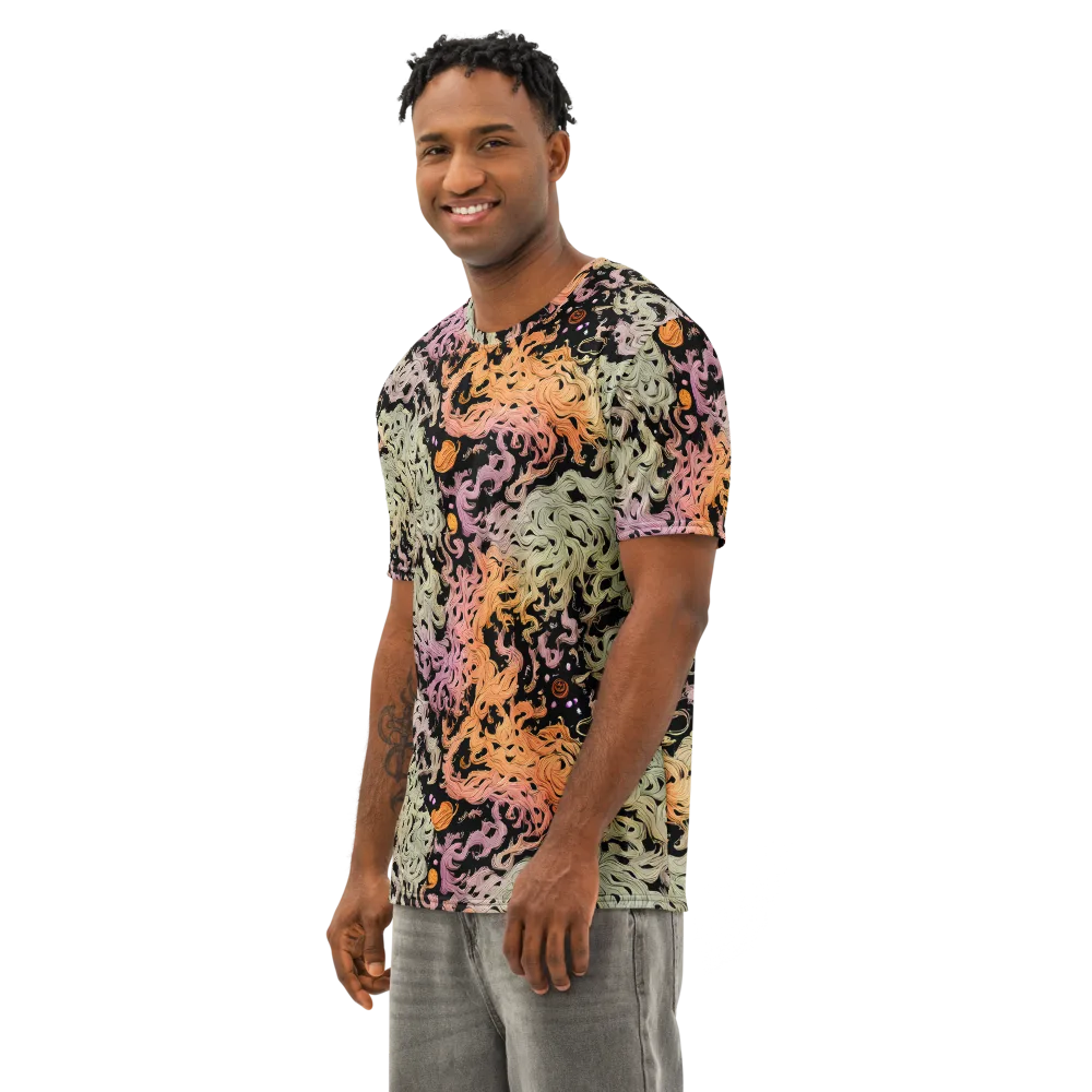 Flame Garden on Men's Cotton Crew Neck T-Shirt — Left Front