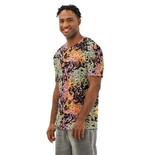 Flame Garden on a Men's Cotton Crew Neck T-Shirt