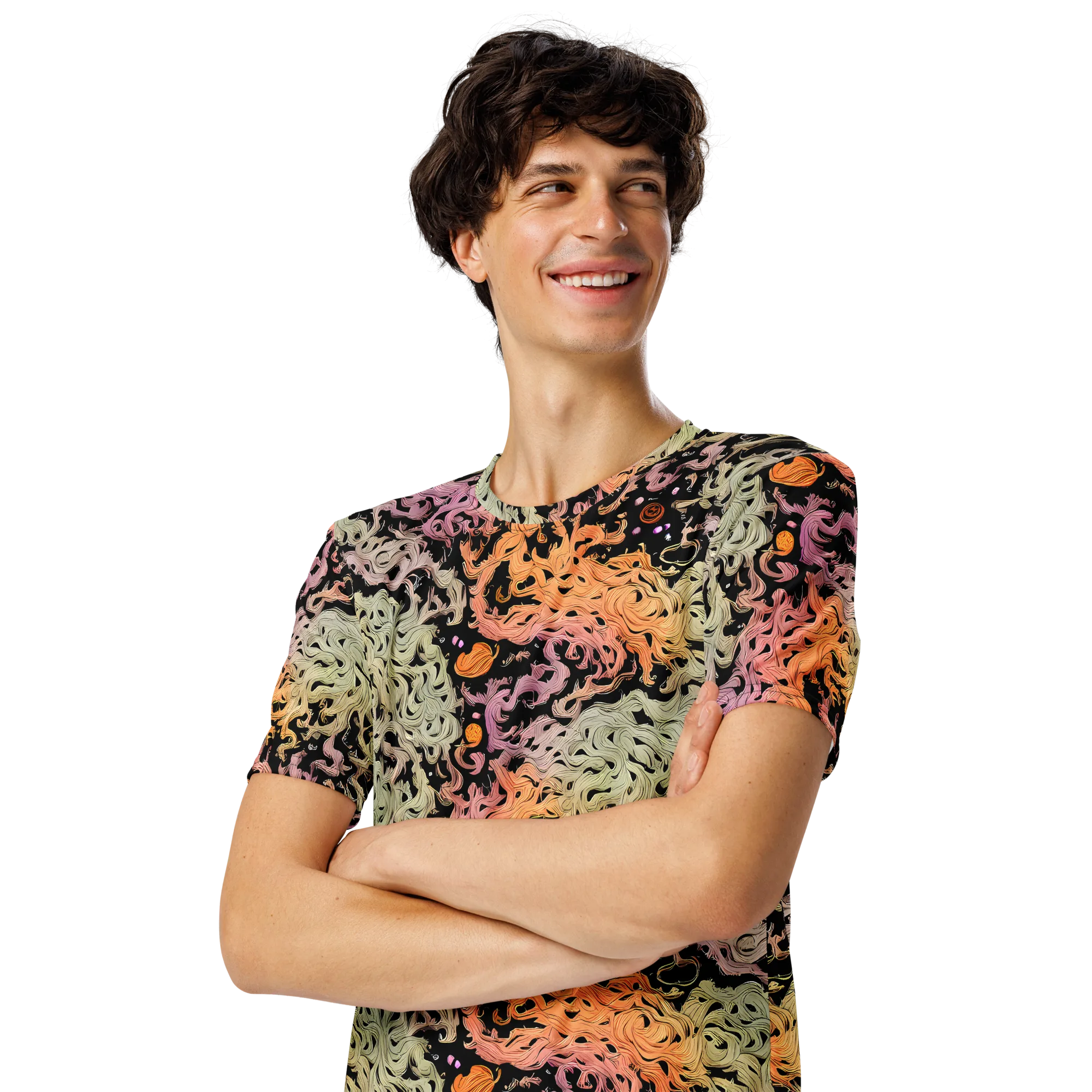 Flame Garden on Men's Crew Neck T-Shirt — Left Front