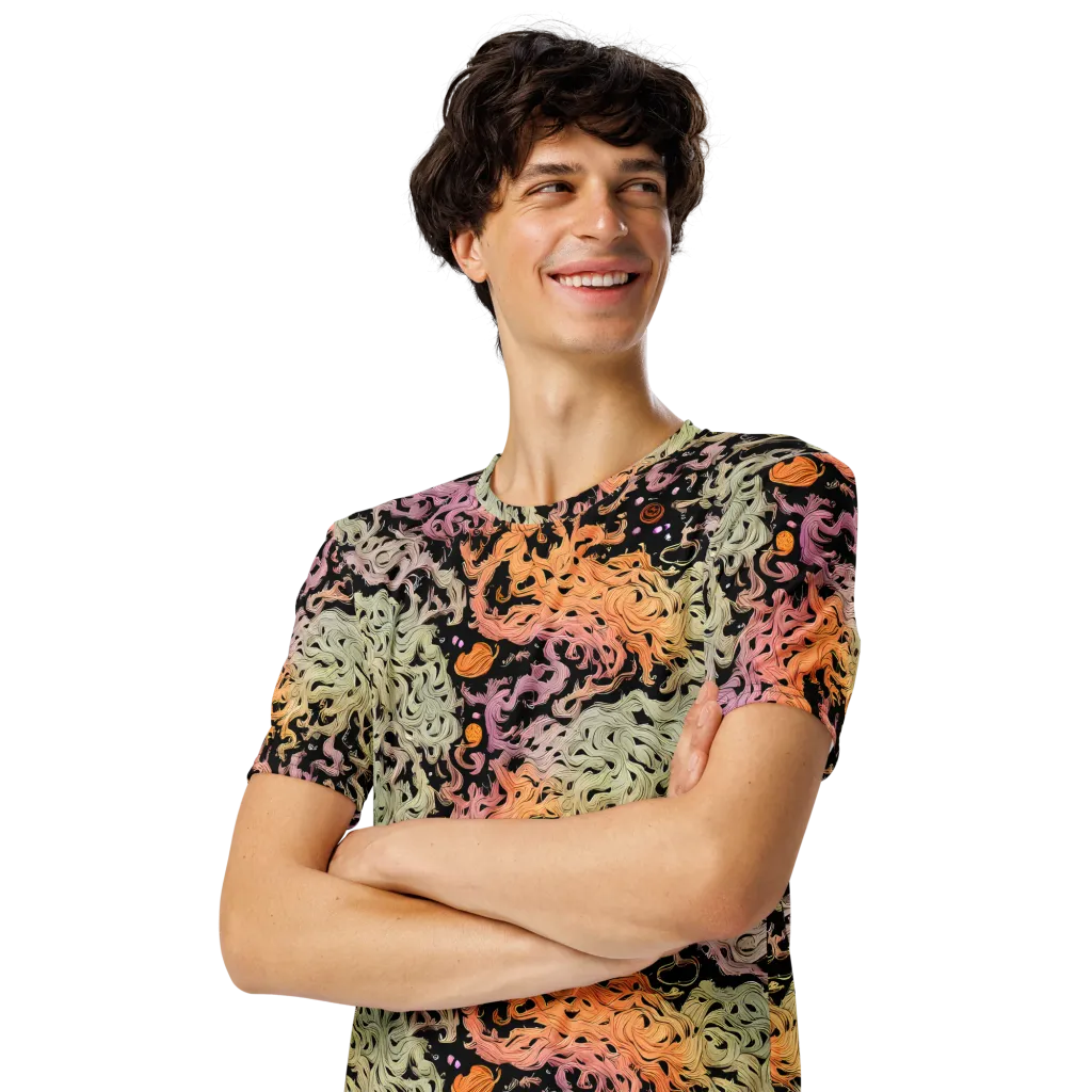 Flame Garden on Men's Crew Neck T-Shirt — Left Front