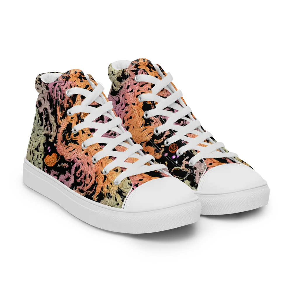 Flame Garden on Men's High Top Canvas Shoes — Right Front
