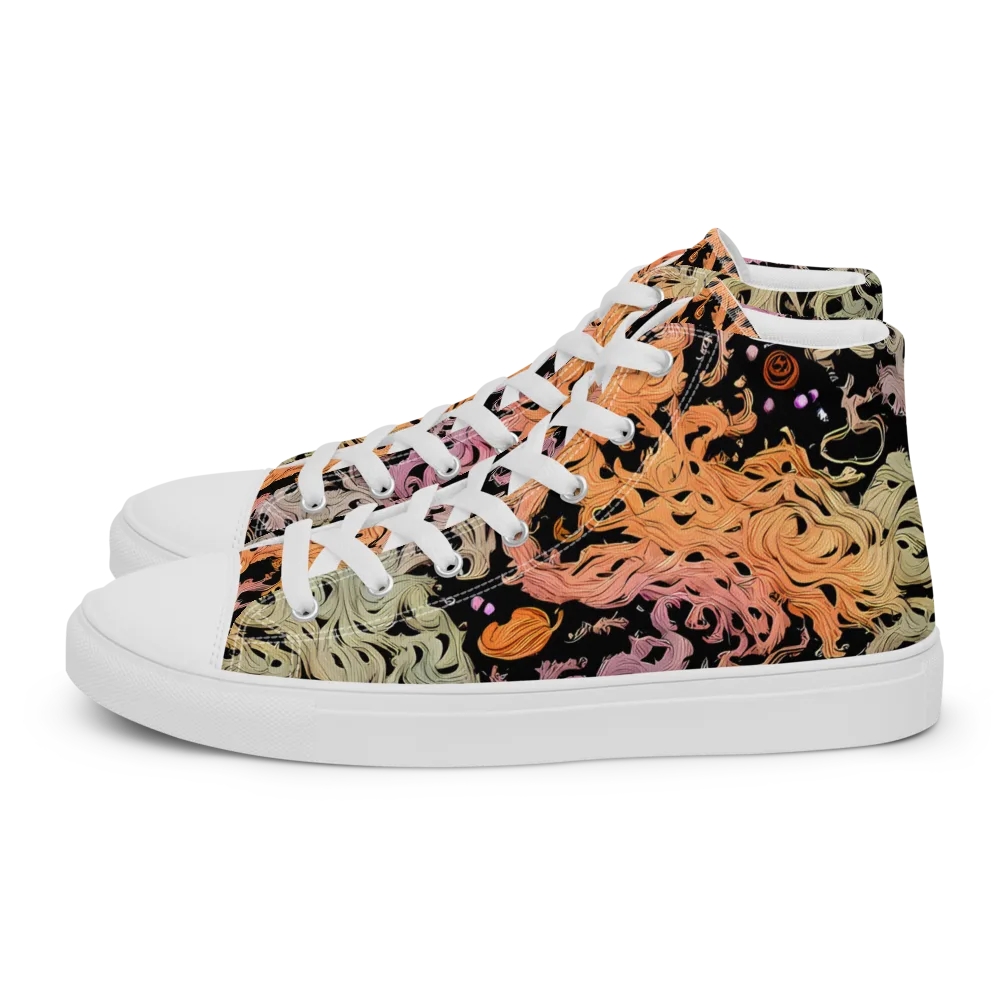 Flame Garden on Men's High Top Canvas Shoes — Left